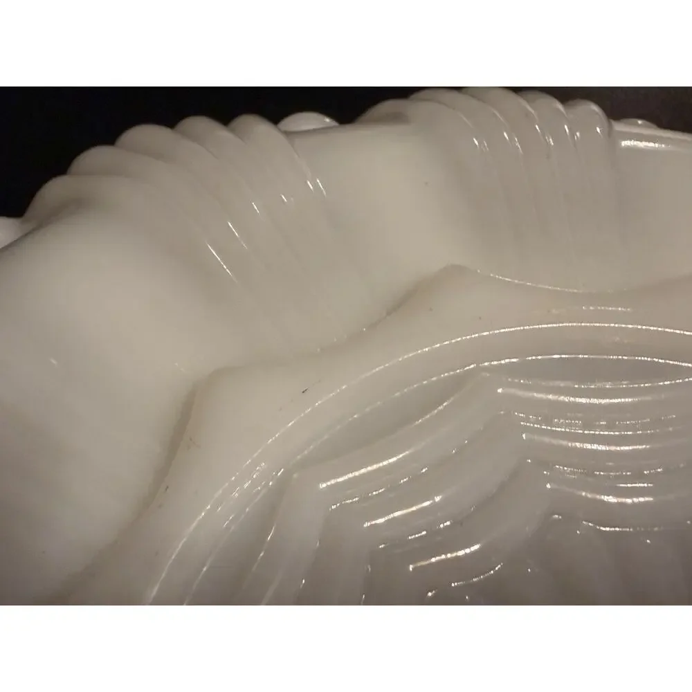 2 Anchor Hocking Fire King Milk Glass Deviled Egg Plates 22K Gold Trim Platters